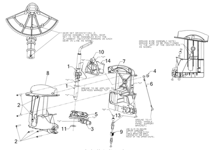 4-Way Chute Control Assembly Diagram and Parts List for 2X24-INCH (31AM5BTR756)(2016) Cub Cadet Snow Blower